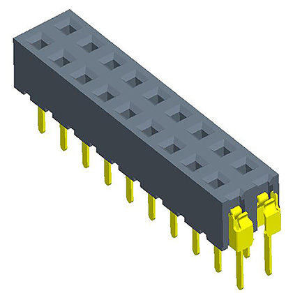 2.00mm排母 双排 180度 塑高2.1/2.8